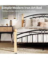 gaomon Bed Frame with Headboard, Platform Bed Frame Wooden Slat Support, No Box Spring Needed, Noise Free Sleep, Underbed Storage Space