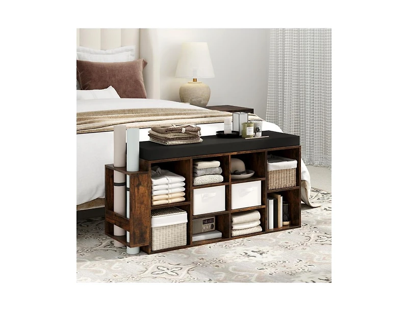 Slickblue 10-Cubby Shoe Storage Bench with Umbrella Stand for Entryway