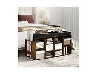 Slickblue 10-Cubby Shoe Storage Bench with Umbrella Stand for Entryway