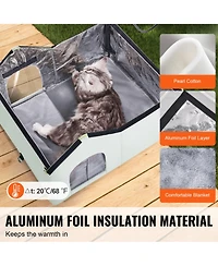 Aostirmotor Heated Cat House, Foldable Kitty Shelter with Warm Heated Pad for Outdoor & Indoor Use