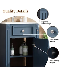 Sillysis 18" Bathroom Vanity with Sink, French Modern Freestanding Solid Wood Mdf Cabinet, Soft Close Door for Small Spaces