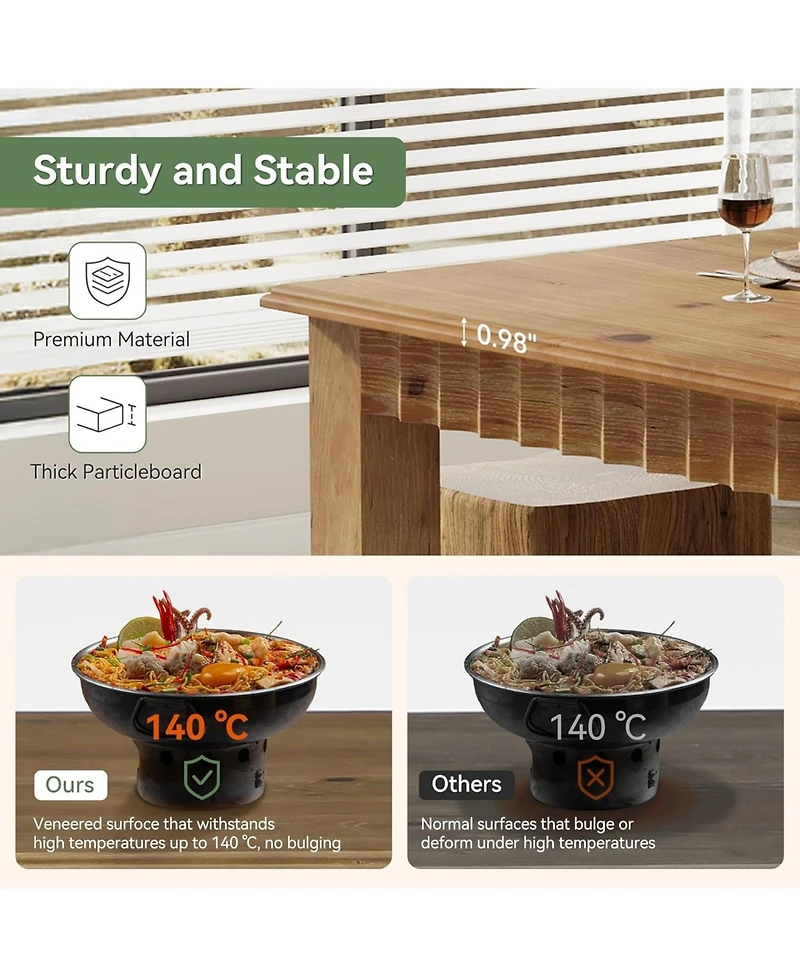 Tribesigns 63-Inch Solid Wood Dining Table for 6, Farmhouse Kitchen Table, Rectangular Wood Dinner Table for Dining Room, Living Room