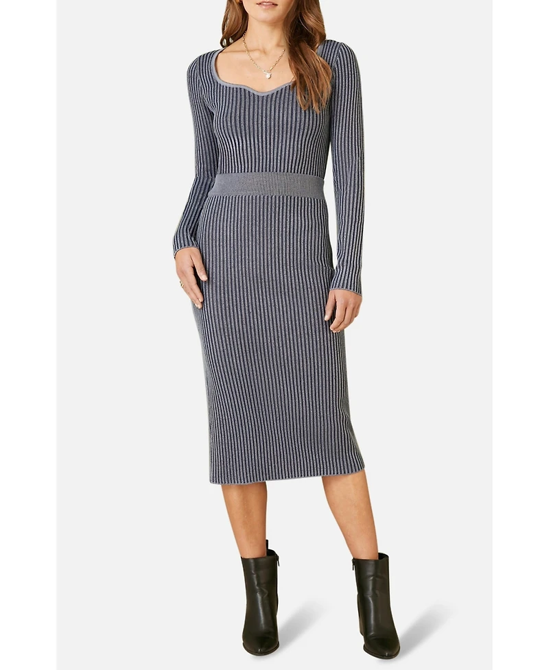 Yumi Women's Sweetheart-Neck Fitted Ribbed Knit Top