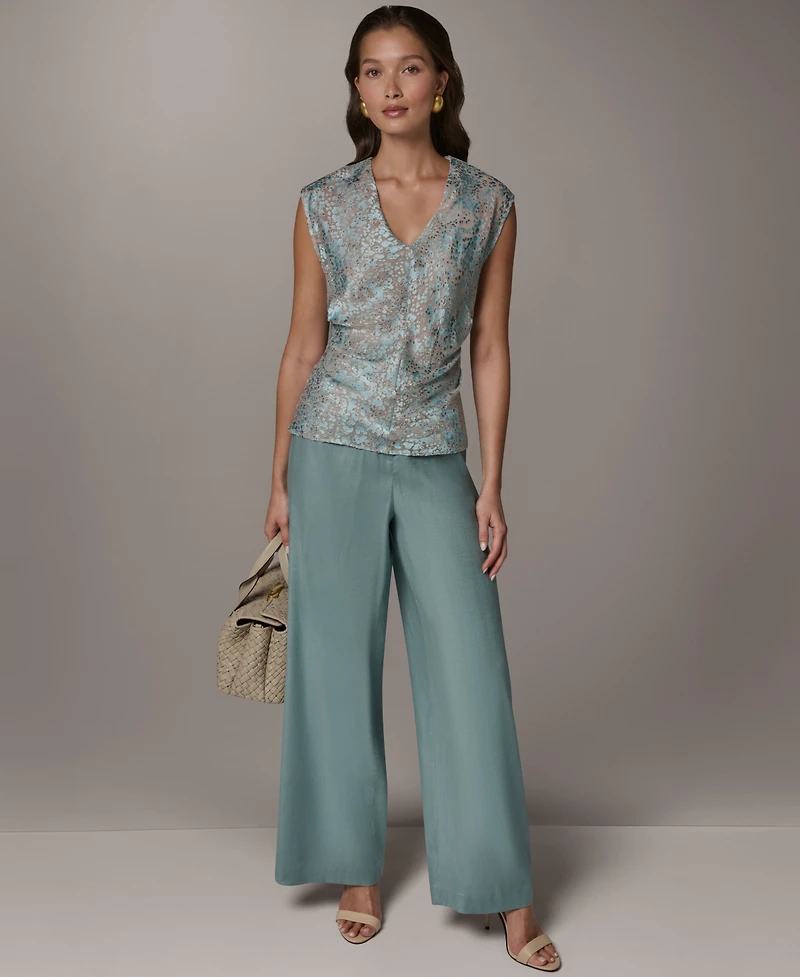 Donna Karan New York Women's V-Neck Printed Top