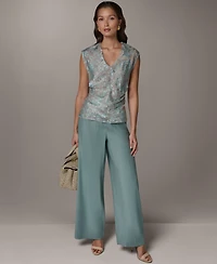 Donna Karan New York Women's V-Neck Printed Top