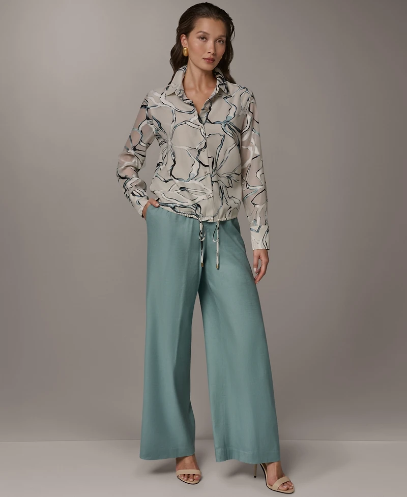 Donna Karan New York Women's Long-Sleeve Printed Shirt