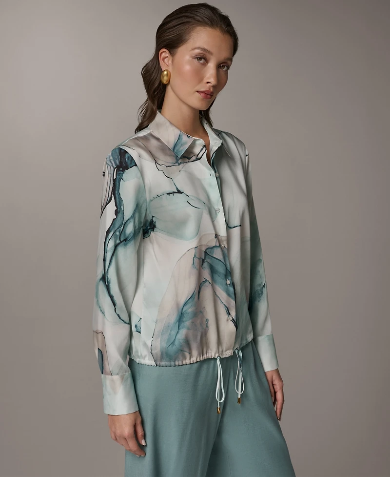 Donna Karan New York Women's Long-Sleeve Collared Neck Shirt