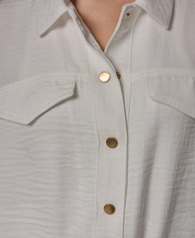 Donna Karan New York Women's Collared Neck Buton-Front Shirt Jacket