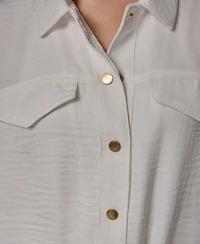 Donna Karan New York Women's Collared Neck Buton-Front Shirt Jacket