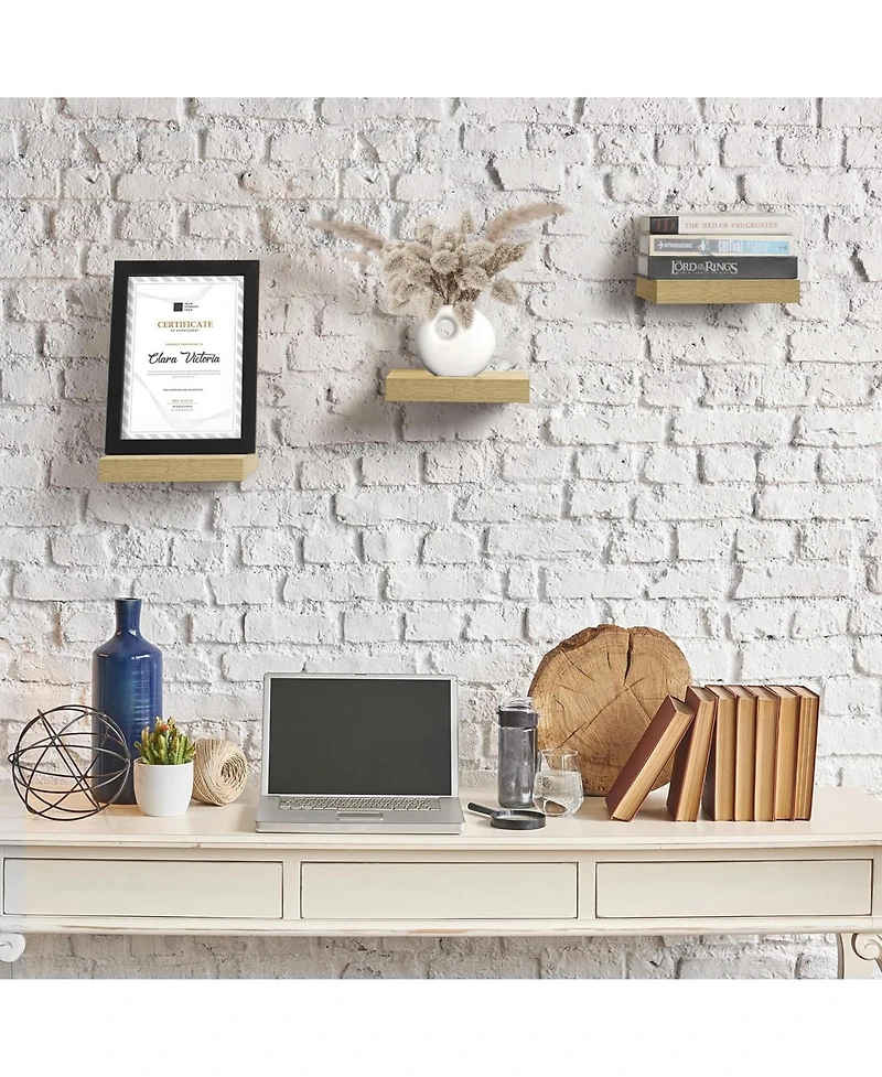 Set of 3 (9") Sorbus Square Floating Shelves with Invisible Mounting Brackets for Living Room Decor, Bedroom, Bathroom Decor, Home & Kitchen (Map