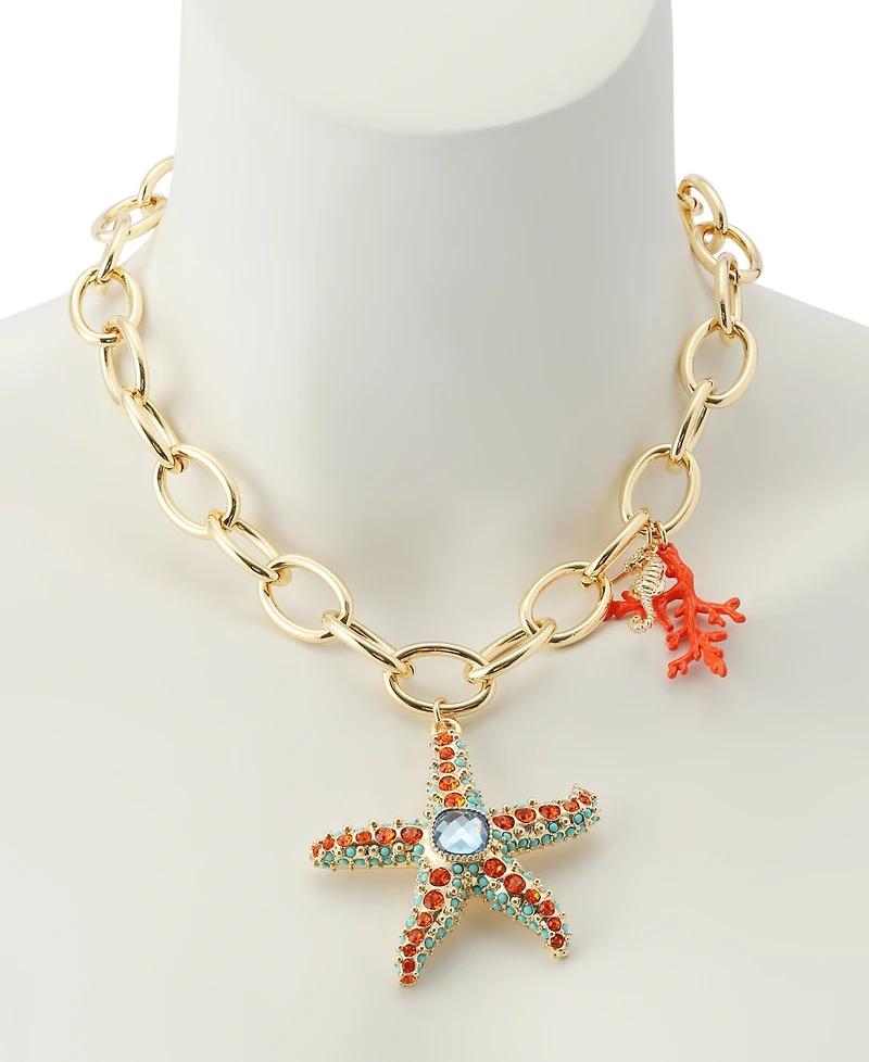 Betsey Johnson Faux Stone Starfish Pendant Necklace
