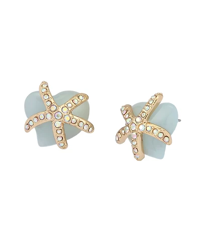 Betsey Johnson Faux Stone Starfish Heart Stud Earrings