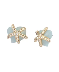 Betsey Johnson Faux Stone Starfish Heart Stud Earrings