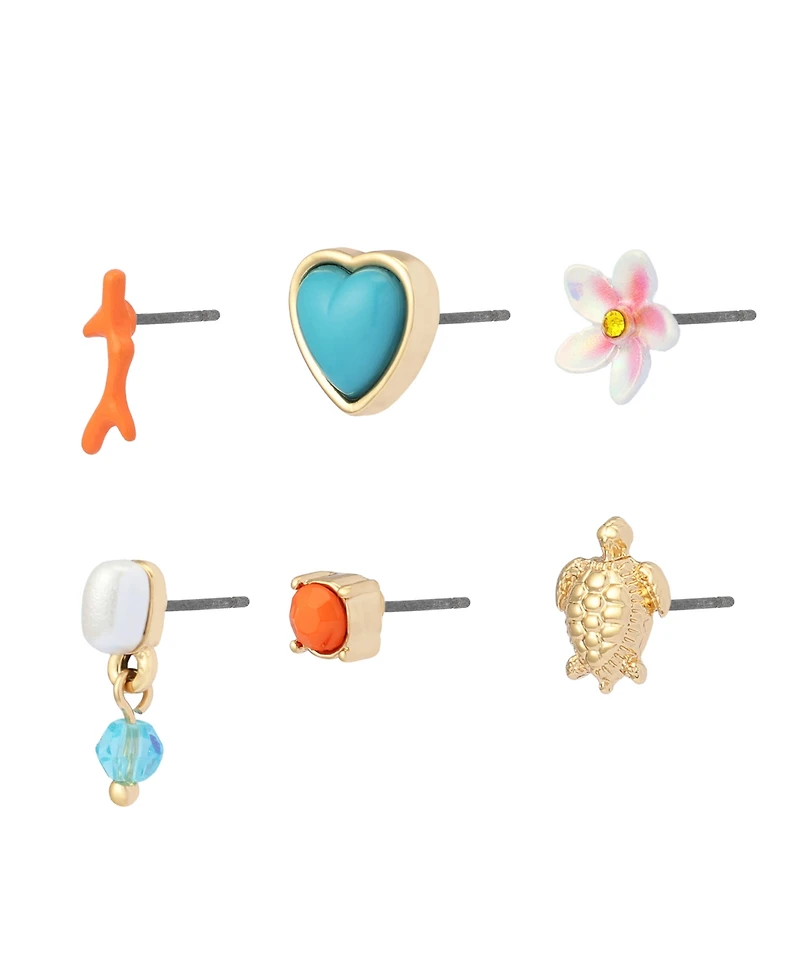Betsey Johnson Faux Stone Beachy Stud Earring Set