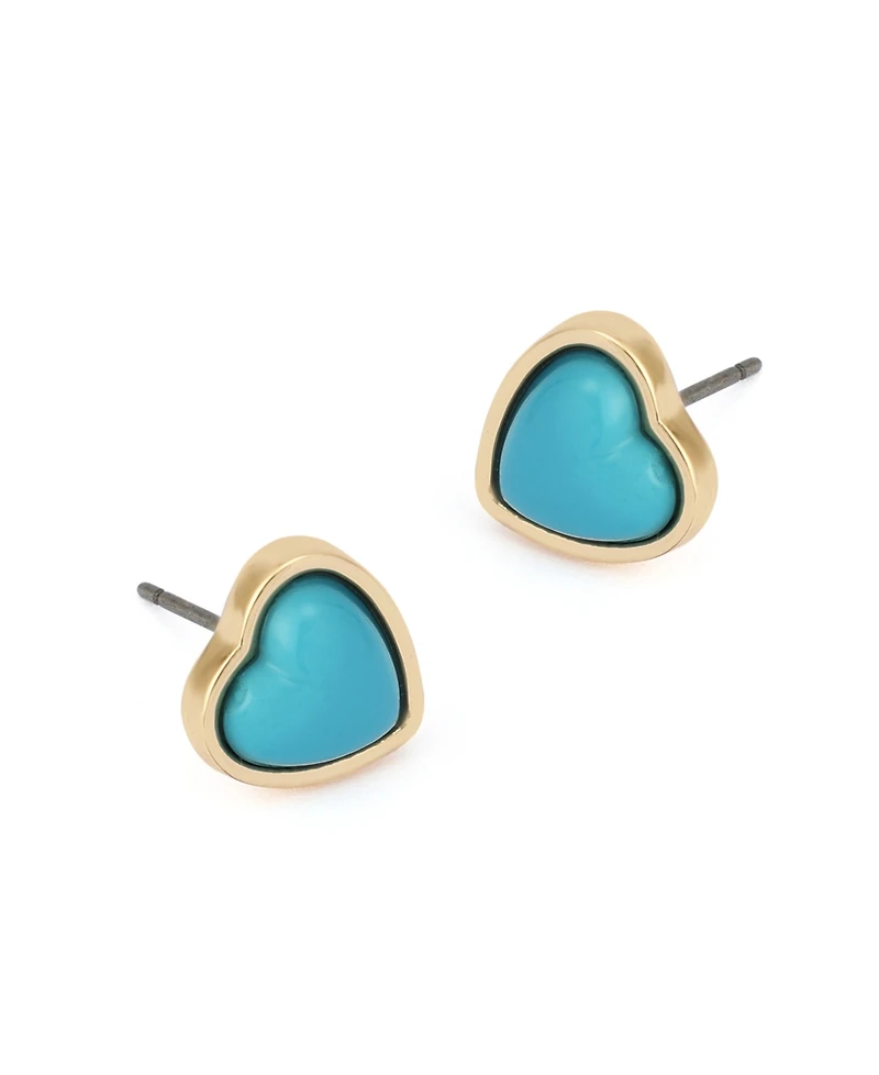 Betsey Johnson Turquoise Cowabunga Heart Stud Earrings
