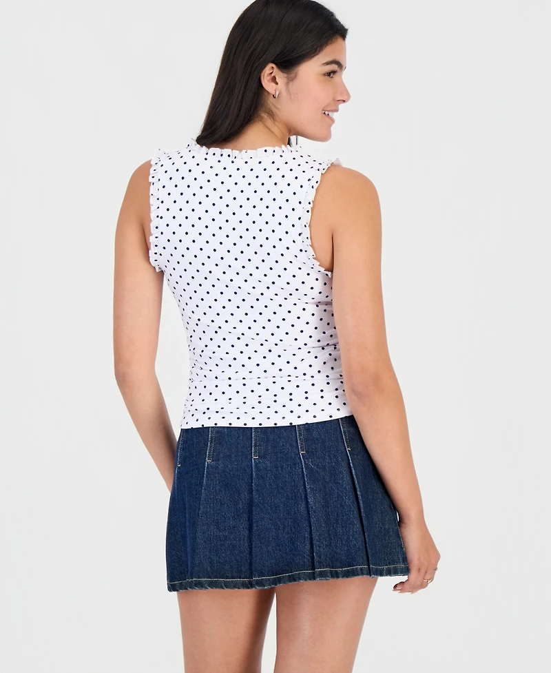 Madden Girl Juniors' Printed Ruched Sleeveless Top