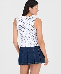 Madden Girl Juniors' Printed Ruched Sleeveless Top
