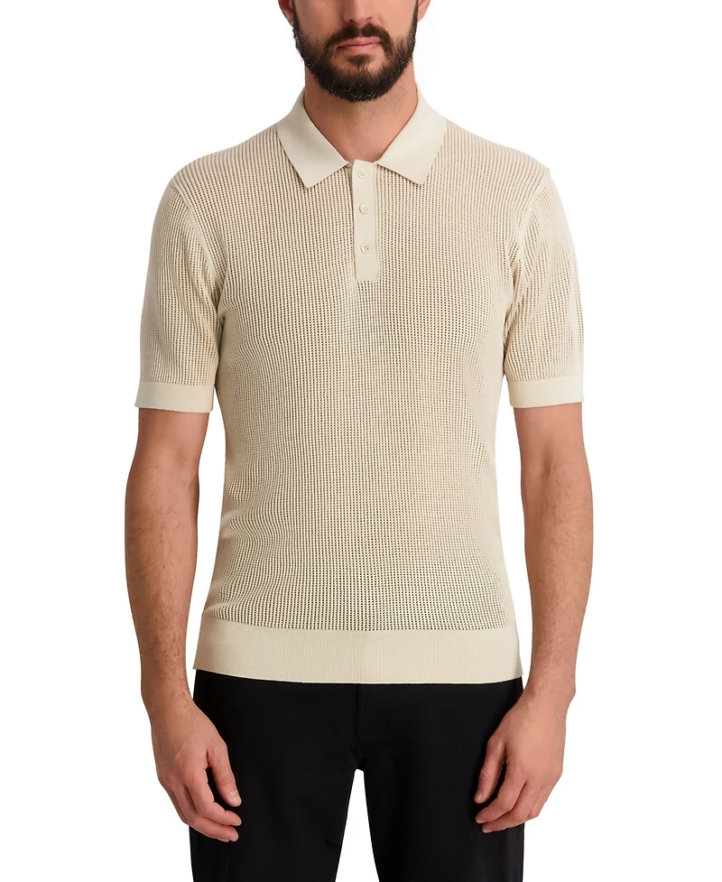 Karl Lagerfeld Paris Men's Short-Sleeve Regular-Fit Polo Sweater