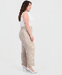 Kasper Plus Embroidered Pull-On Pants