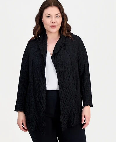 Kasper Plus Textured Open-Front Jacket