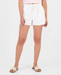 Celebrity Pink Juniors' Cotton Bow-Embroidered Drawstring Shorts