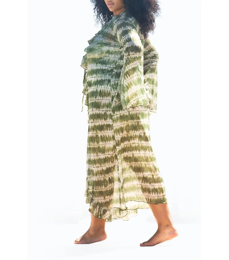 Fashion-szn Curve Women's Curve Tie Dye Ruffle Resort Kaftan