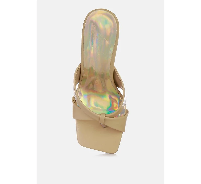 highflip criss cross spool heel sandals
