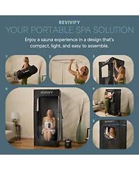LifePro Revivify Mini Portable Sauna Box – Foldable Personal Steam Sauna Tent for Home Use with Adjustable Heat & Timer – Includes Chair