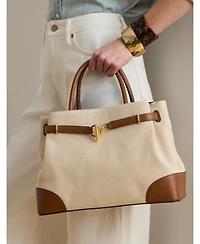 Lauren Ralph Blaike Large Cross-Dyed Canvas Satchel Bag