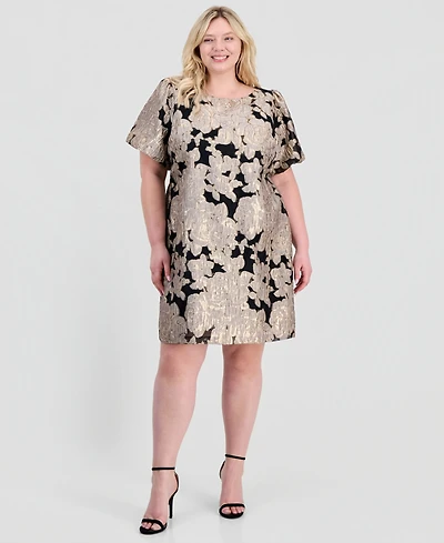 Connected Plus Jacquard Boat-Neck Dress