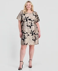 Connected Plus Jacquard Boat-Neck Dress