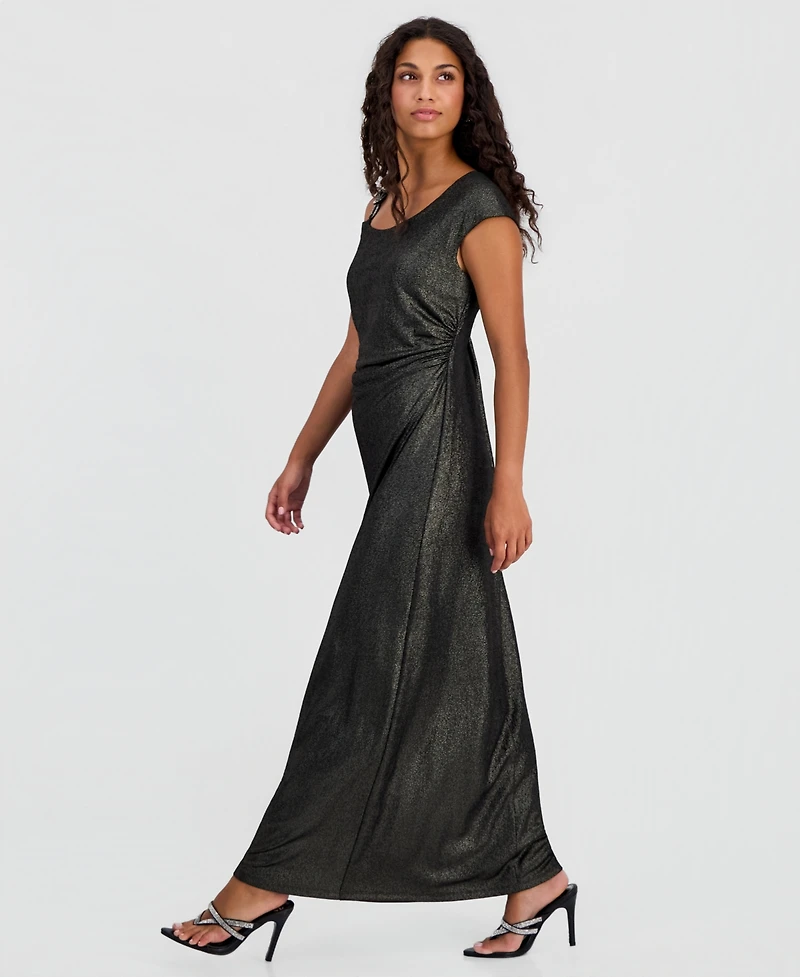 Connected Petite Jacquard Asymmetric Dolman-Sleeve Sheath Dress