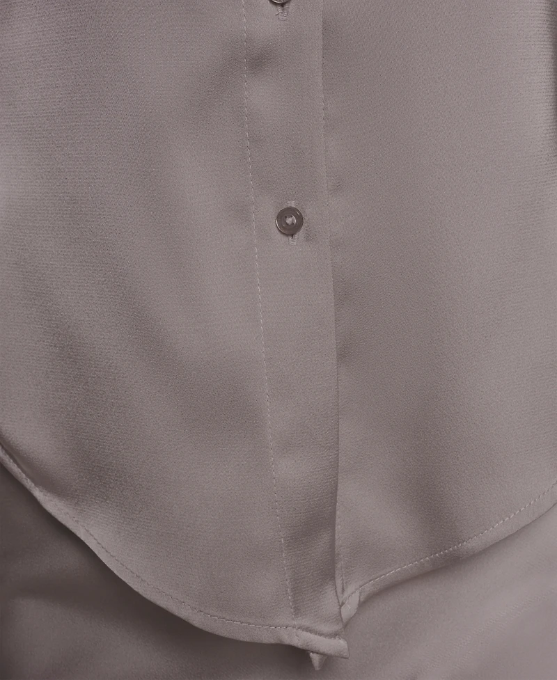 Donna Karan New York Petite Sleeveless Collared Neck Shirt