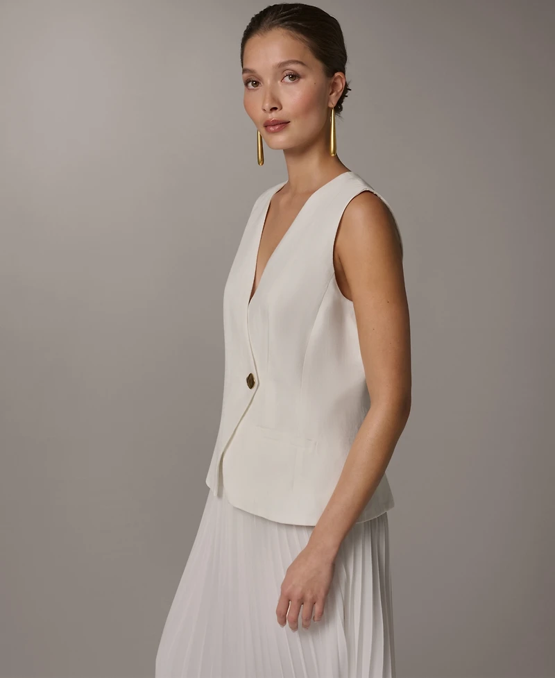 Donna Karan New York Petite V-Neck Midi Dress