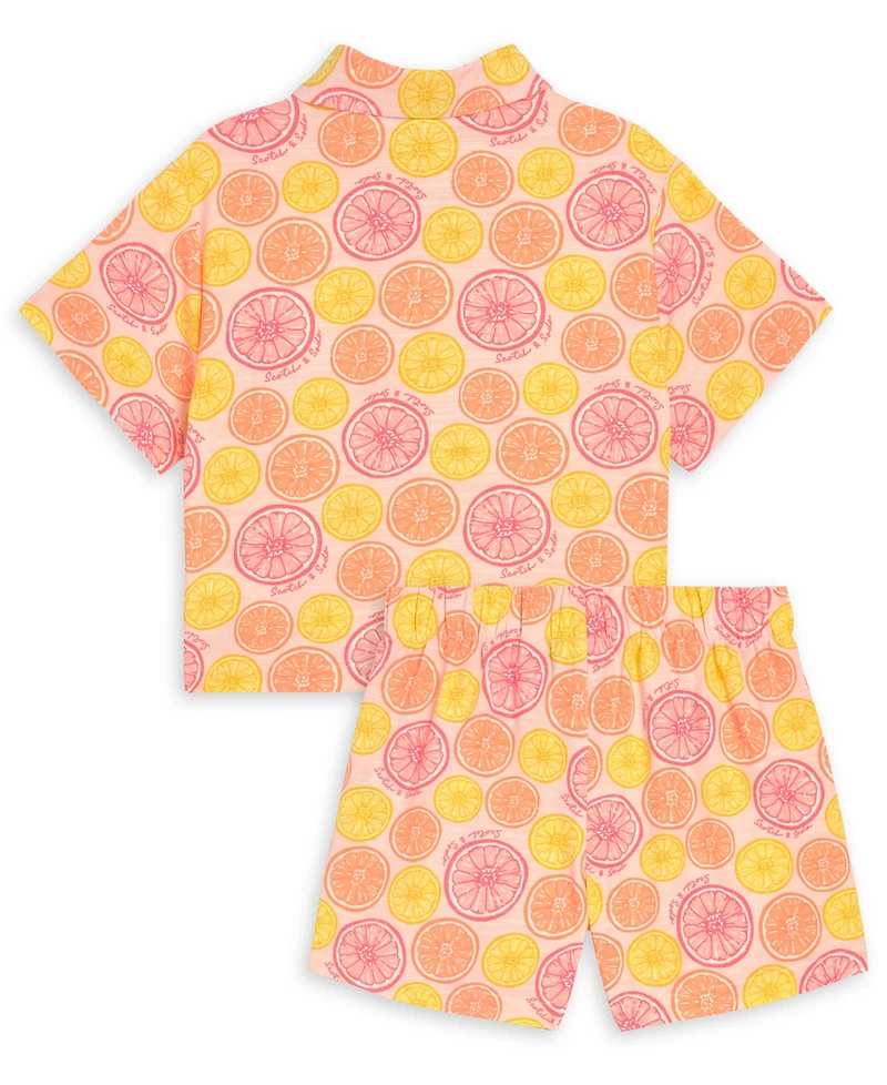 Scotch & Soda Girls' 7-16 Citrus Print Shirt and Shorts, 2-Piece Set