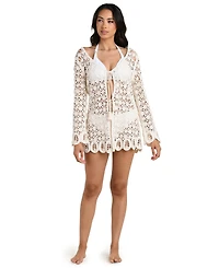 La Blanca Women's Serenity Crochet Cover-Up Kimono