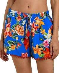 La Blanca Women's Modern Oasis Printed Cover-Up Beach Shorts