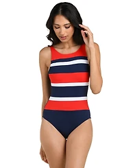 La Blanca Women's Americana Crewneck One-Piece Swimsuit
