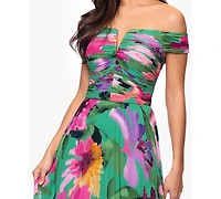 Xscape Women's Off-The-Shoulder Pleated Gown