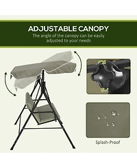 Outsunny Porch Swing Hammock Bench Chair, Steel 3-Seat, Canopy, Multi Color