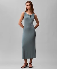 Calvin Klein Women's Second Skin Reversible Sleeveless Cowl Neck Midi Dress