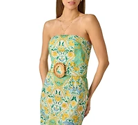 Adrianna Women's Strapless Printed Midi Dress