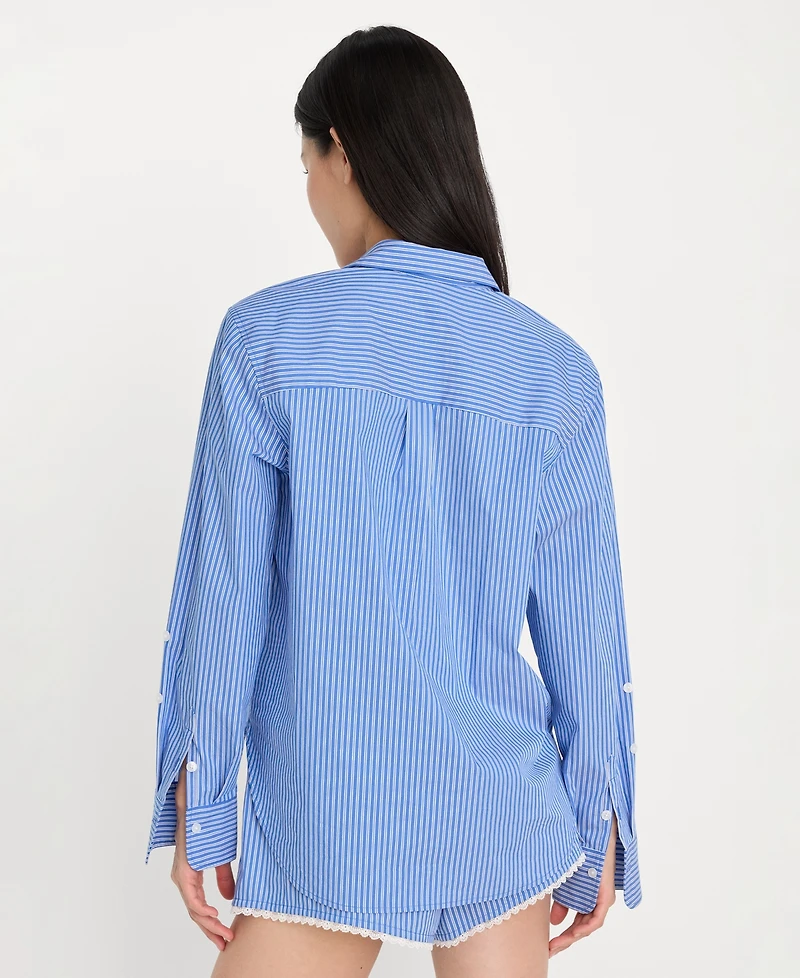 Good American Women's Classic Long-Sleeve Boxy Shirt, Regular & Plus