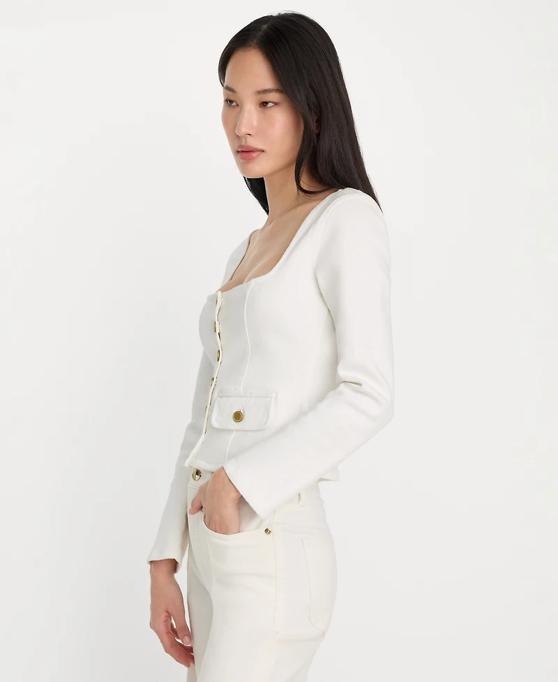 Good American Women's Cropped Square Neck Jacket, Regular & Plus