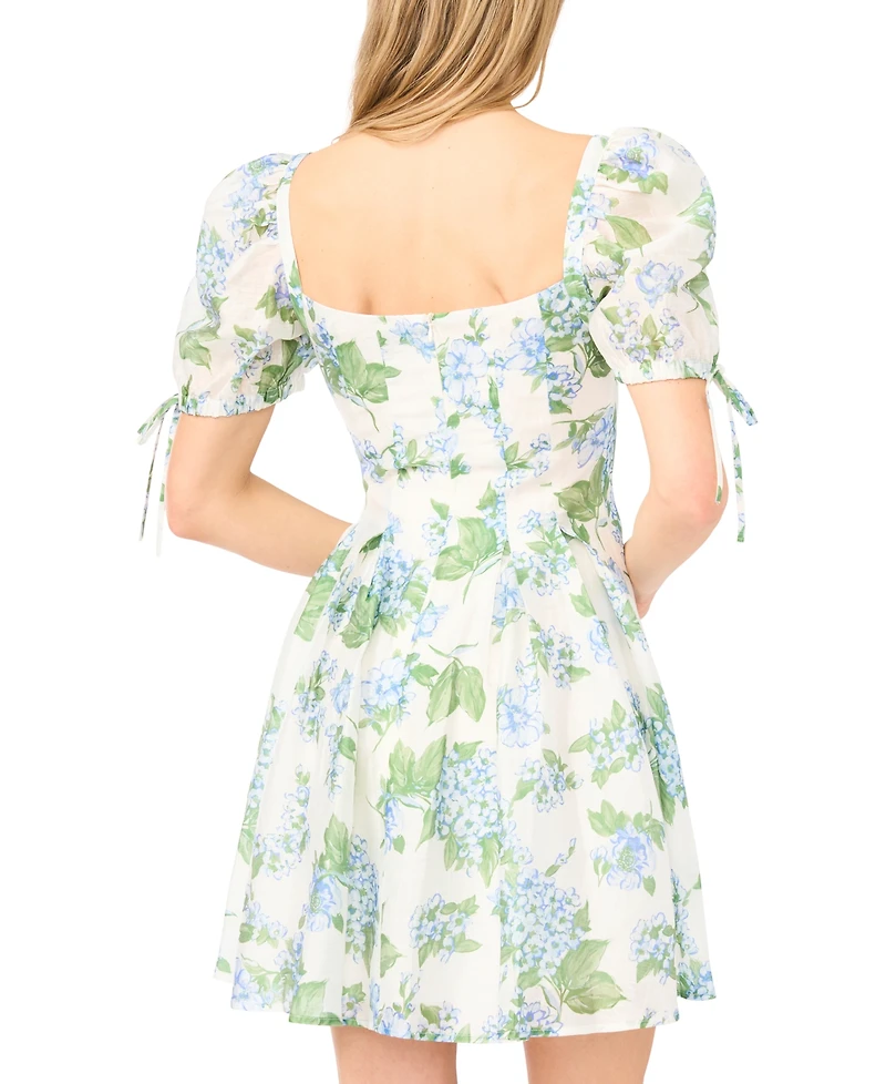 CeCe Women's Floral Print Square Neck Mini Dress
