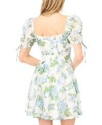 CeCe Women's Floral Print Square Neck Mini Dress