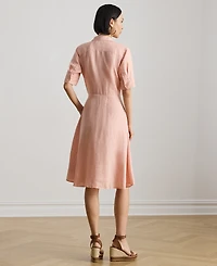 Lauren Ralph Petite 100% Linen Tie-Front Shirtdress
