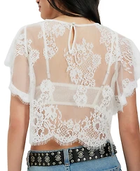 Free People Women's Lunar Ash Boat Neck Lace Top