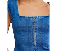 Free People Women's Marilyn Denim Square Neck Corset Top