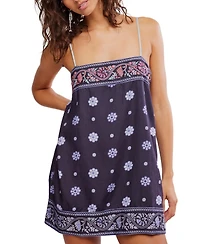 Free People Women's Printed Straight Neck Mini Dress